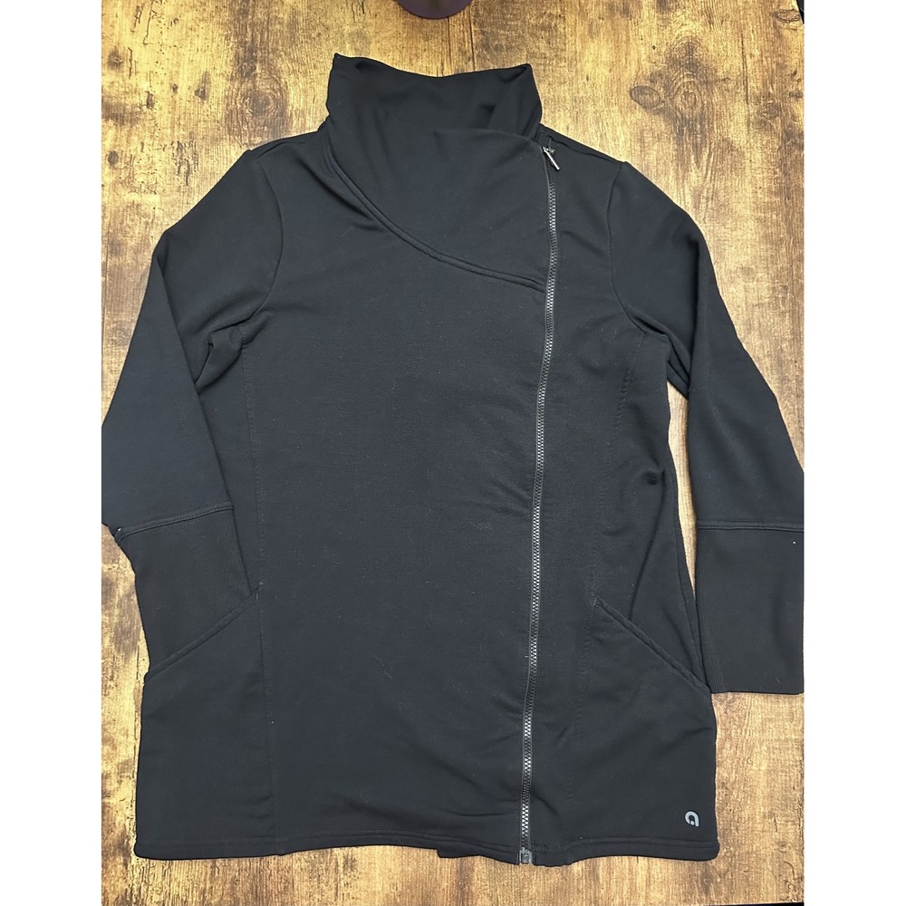 Hyba Women's Asymmetrical Full Zip High-Neck Jacket - Black XL